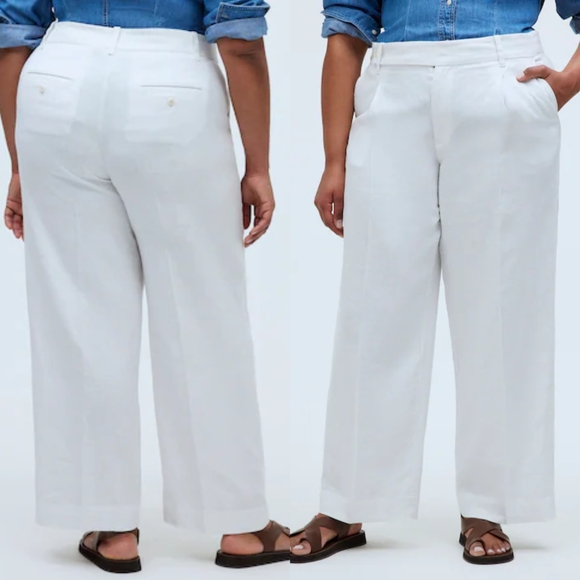☆Madewell White Wide-Leg Linen Pants☆ - Picture 1 of 2